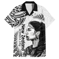 New Zealand Women's Day Family Matching Off Shoulder Long Sleeve Dress and Hawaiian Shirt Aotearoa Kia Whakapumau Te Mana Wahine LT14 Dad's Shirt - Short Sleeve White - Polynesian Pride