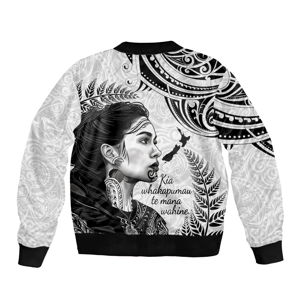 New Zealand Women's Day Sleeve Zip Bomber Jacket Aotearoa Kia Whakapumau Te Mana Wahine LT14 - Polynesian Pride