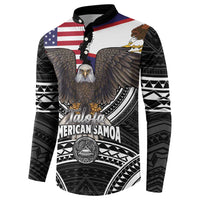 Talofa American Samoa Flag Day Button Sweatshirt Bald Eagle Polynesian Tattoo LT14 - Polynesian Pride