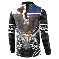 Talofa American Samoa Flag Day Button Sweatshirt Bald Eagle Polynesian Tattoo LT14 - Polynesian Pride