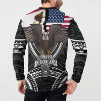 Talofa American Samoa Flag Day Button Sweatshirt Bald Eagle Polynesian Tattoo LT14 - Polynesian Pride