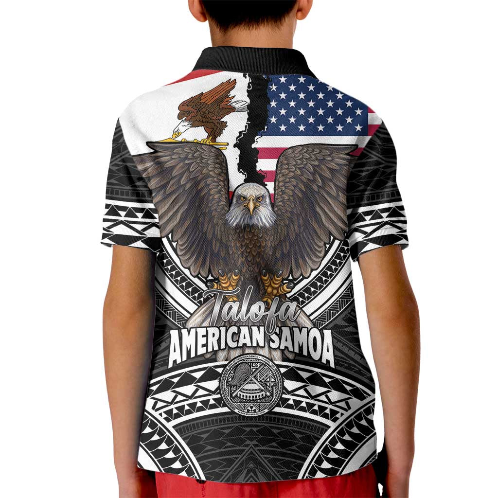 Talofa American Samoa Flag Day Kid Polo Shirt Bald Eagle Polynesian Tattoo LT14 - Polynesian Pride