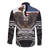 Talofa American Samoa Flag Day Long Sleeve Button Shirt Bald Eagle Polynesian Tattoo