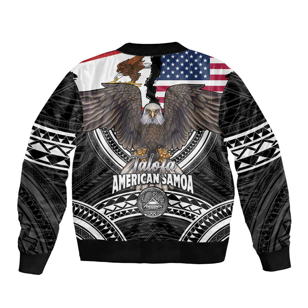 Talofa American Samoa Flag Day Sleeve Zip Bomber Jacket Bald Eagle Polynesian Tattoo LT14 - Polynesian Pride