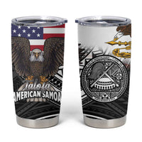 Talofa American Samoa Flag Day Tumbler Cup Bald Eagle Polynesian Tattoo LT14 Black - Polynesian Pride