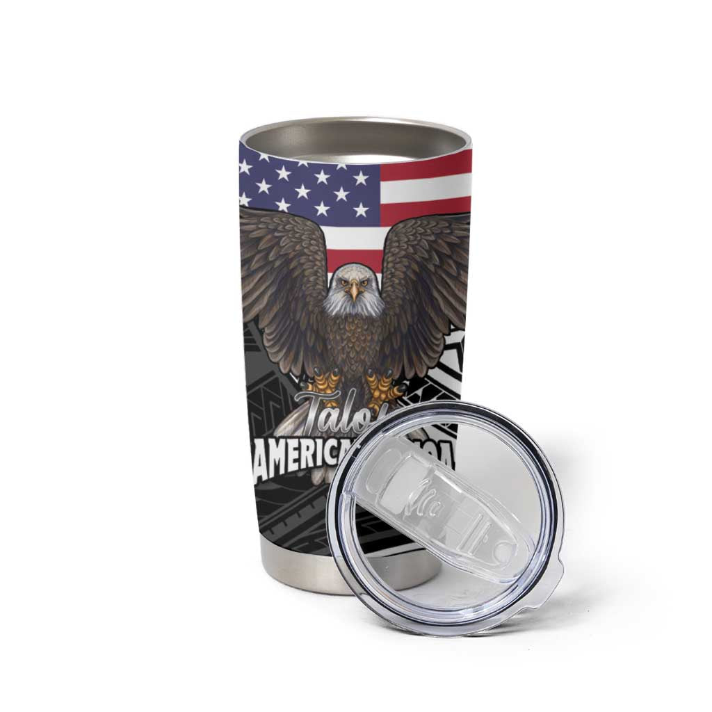 Talofa American Samoa Flag Day Tumbler Cup Bald Eagle Polynesian Tattoo LT14 - Polynesian Pride