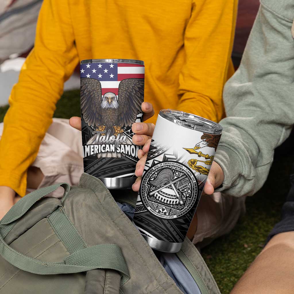 Talofa American Samoa Flag Day Tumbler Cup Bald Eagle Polynesian Tattoo LT14 - Polynesian Pride