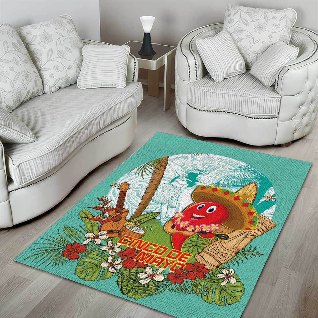 Hawaii Cinco de Mayo Area Rug Chili Pepper Hula Girl Tropical Vibes