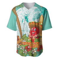 Hawaii Cinco de Mayo Baseball Jersey Chili Pepper Hula Girl Tropical Vibes LT14 Turquoise - Polynesian Pride