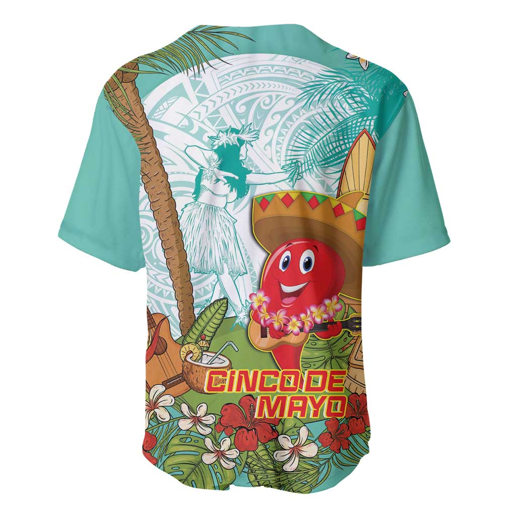 Hawaii Cinco de Mayo Baseball Jersey Chili Pepper Hula Girl Tropical Vibes LT14 - Polynesian Pride