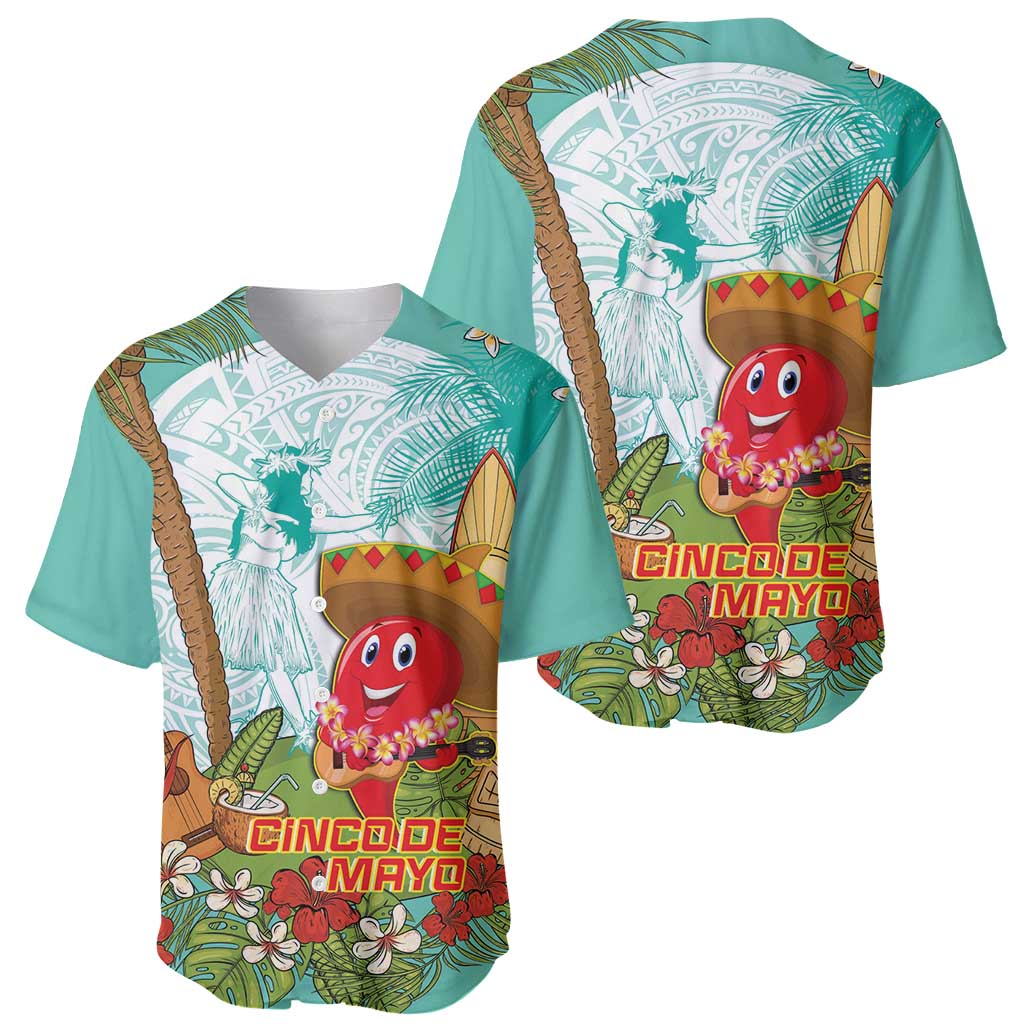 Hawaii Cinco de Mayo Baseball Jersey Chili Pepper Hula Girl Tropical Vibes LT14 - Polynesian Pride