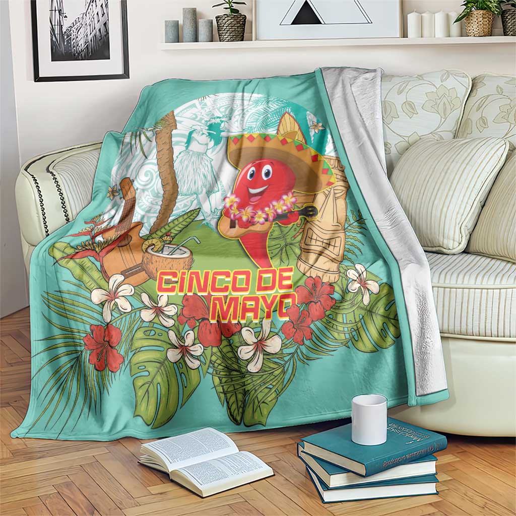 Hawaii Cinco de Mayo Blanket Chili Pepper Hula Girl Tropical Vibes