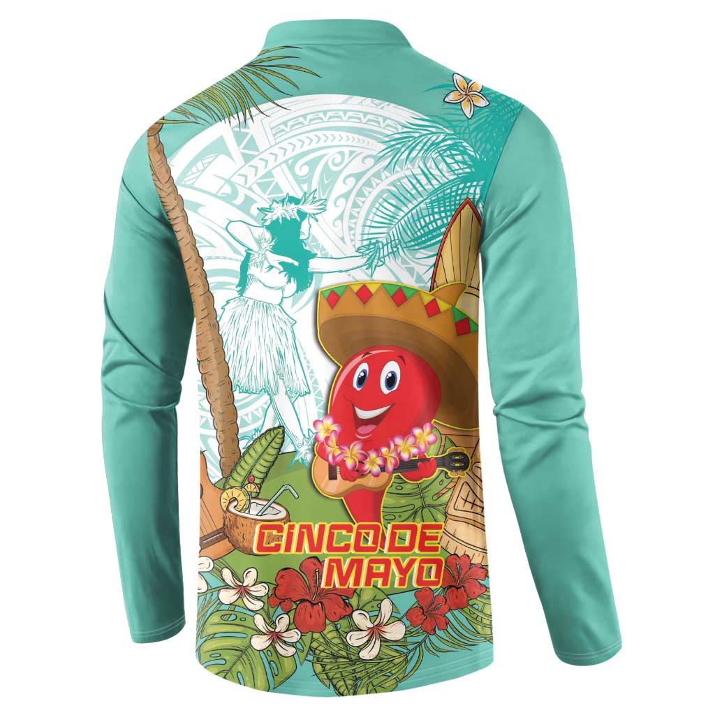 Hawaii Cinco de Mayo Button Sweatshirt Chili Pepper Hula Girl Tropical Vibes LT14 - Polynesian Pride