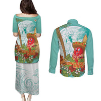 Hawaii Cinco de Mayo Couples Matching Puletasi and Long Sleeve Button Shirt Chili Pepper Hula Girl Tropical Vibes LT14 - Polynesian Pride