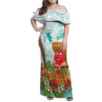 Hawaii Cinco de Mayo Family Matching Off Shoulder Maxi Dress and Hawaiian Shirt Chili Pepper Hula Girl Tropical Vibes