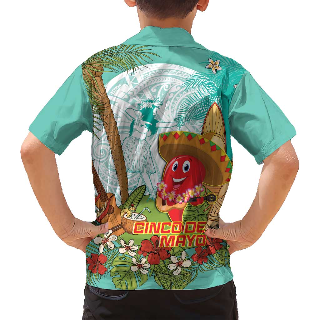 Hawaii Cinco de Mayo Kid Hawaiian Shirt Chili Pepper Hula Girl Tropical Vibes LT14 - Polynesian Pride