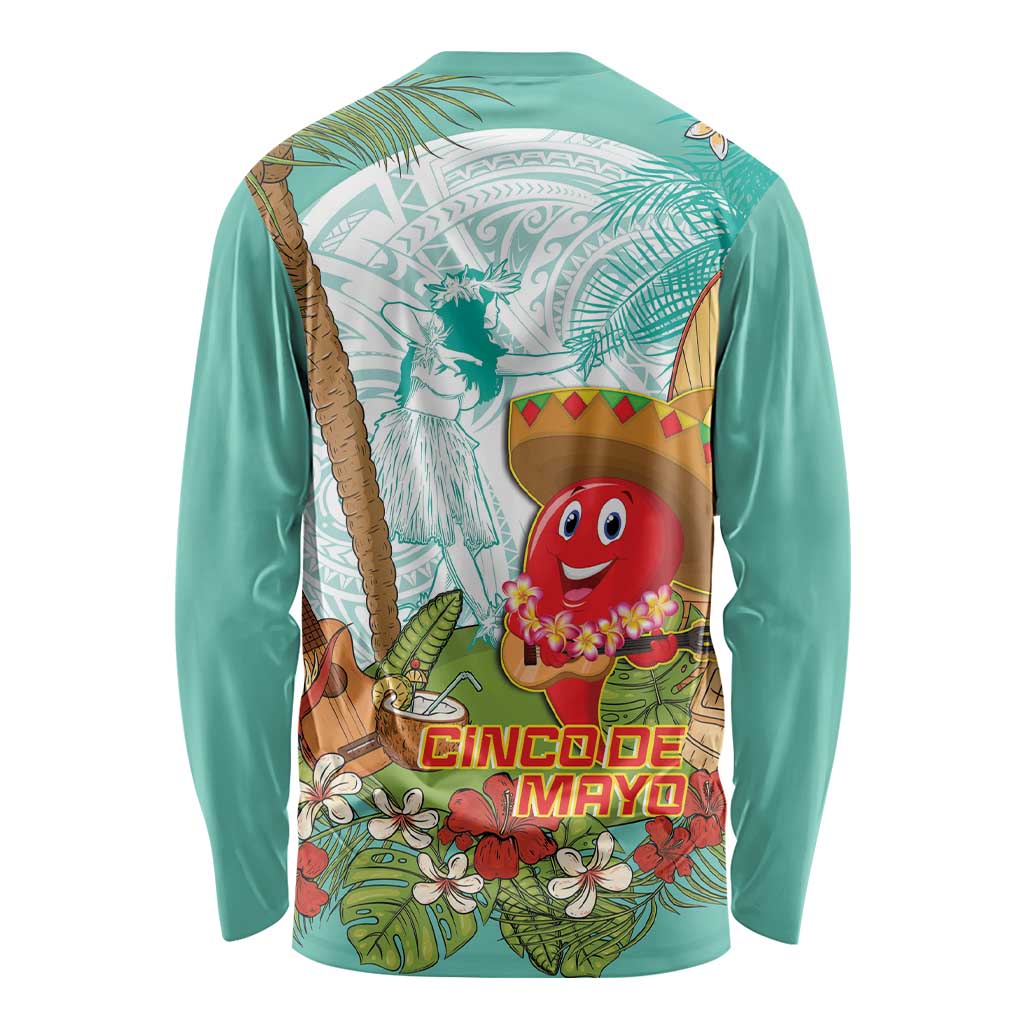 Hawaii Cinco de Mayo Long Sleeve Shirt Chili Pepper Hula Girl Tropical Vibes LT14 - Polynesian Pride