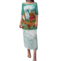Hawaii Cinco de Mayo Puletasi Chili Pepper Hula Girl Tropical Vibes LT14 Long Dress Turquoise - Polynesian Pride