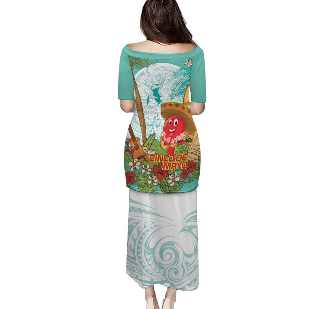 Hawaii Cinco de Mayo Puletasi Chili Pepper Hula Girl Tropical Vibes LT14 - Polynesian Pride