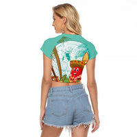 Hawaii Cinco de Mayo Raglan Cropped T Shirt Chili Pepper Hula Girl Tropical Vibes LT14 - Polynesian Pride