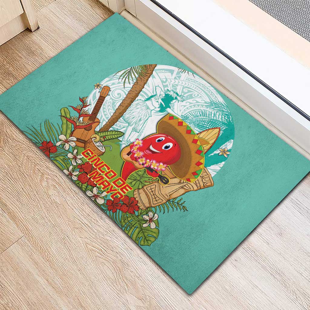 Hawaii Cinco de Mayo Rubber Doormat Chili Pepper Hula Girl Tropical Vibes LT14 - Polynesian Pride