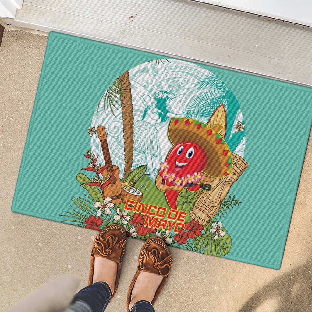 Hawaii Cinco de Mayo Rubber Doormat Chili Pepper Hula Girl Tropical Vibes LT14 - Polynesian Pride