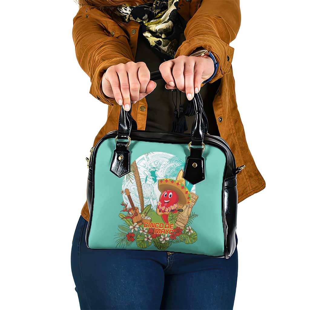 Hawaii Cinco de Mayo Shoulder Handbag Chili Pepper Hula Girl Tropical Vibes LT14 One Size Turquoise - Polynesian Pride