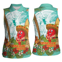 Hawaii Cinco de Mayo Women Sleeveless Polo Shirt Chili Pepper Hula Girl Tropical Vibes