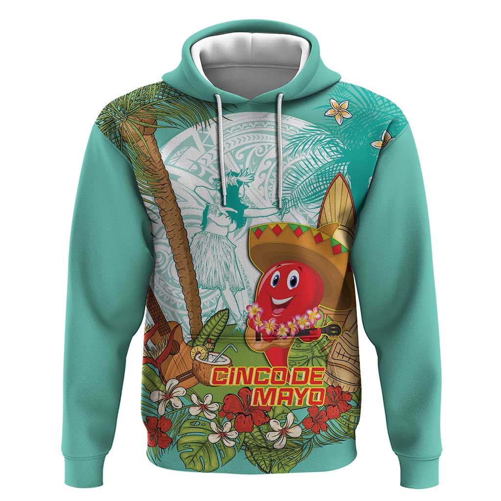Hawaii Cinco de Mayo Zip Hoodie Chili Pepper Hula Girl Tropical Vibes LT14 Pullover Hoodie Turquoise - Polynesian Pride