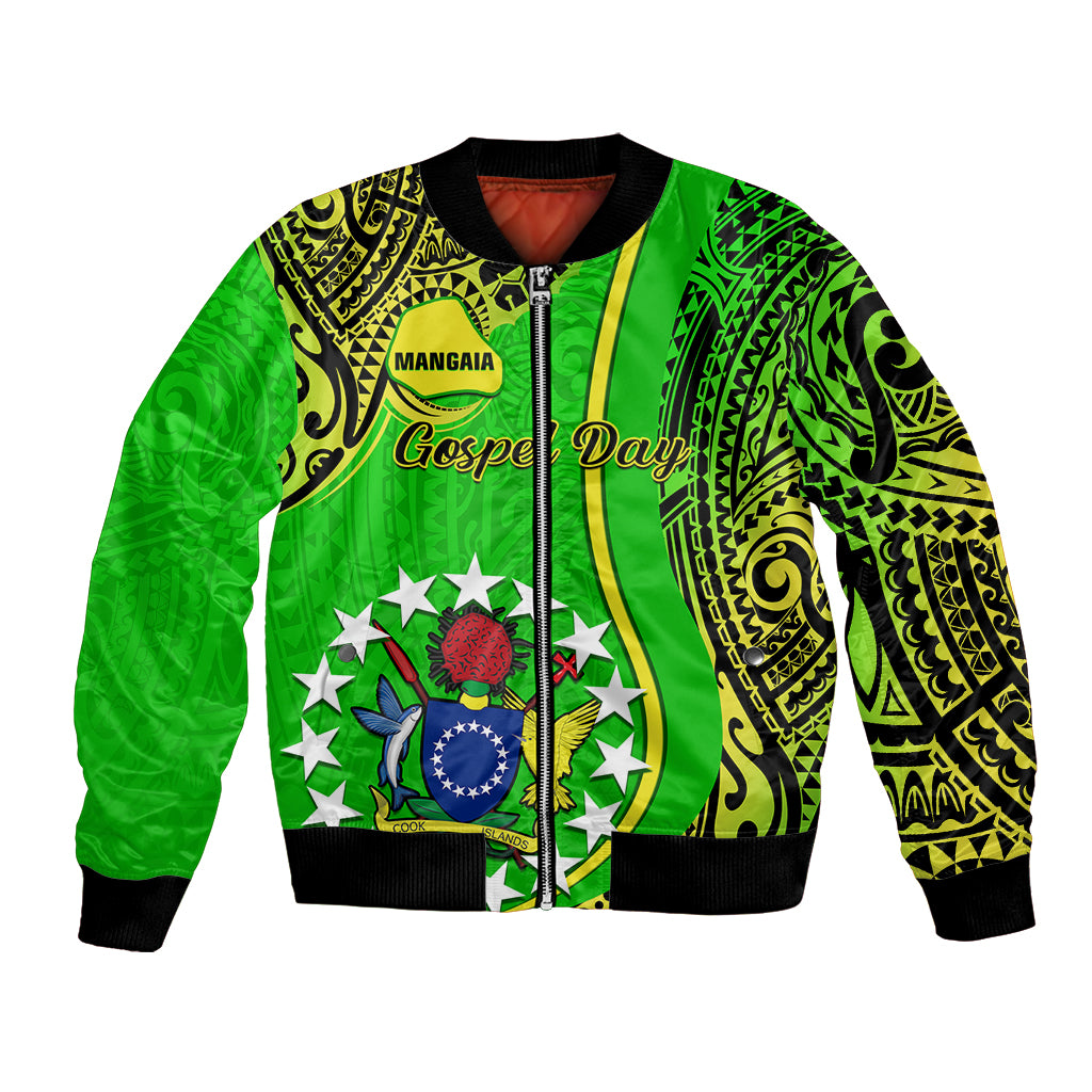 Polynesian Pride Cook Islands Bomber Jacket Mangaia Gospel Day Green Version LT14 Unisex Green - Polynesian Pride