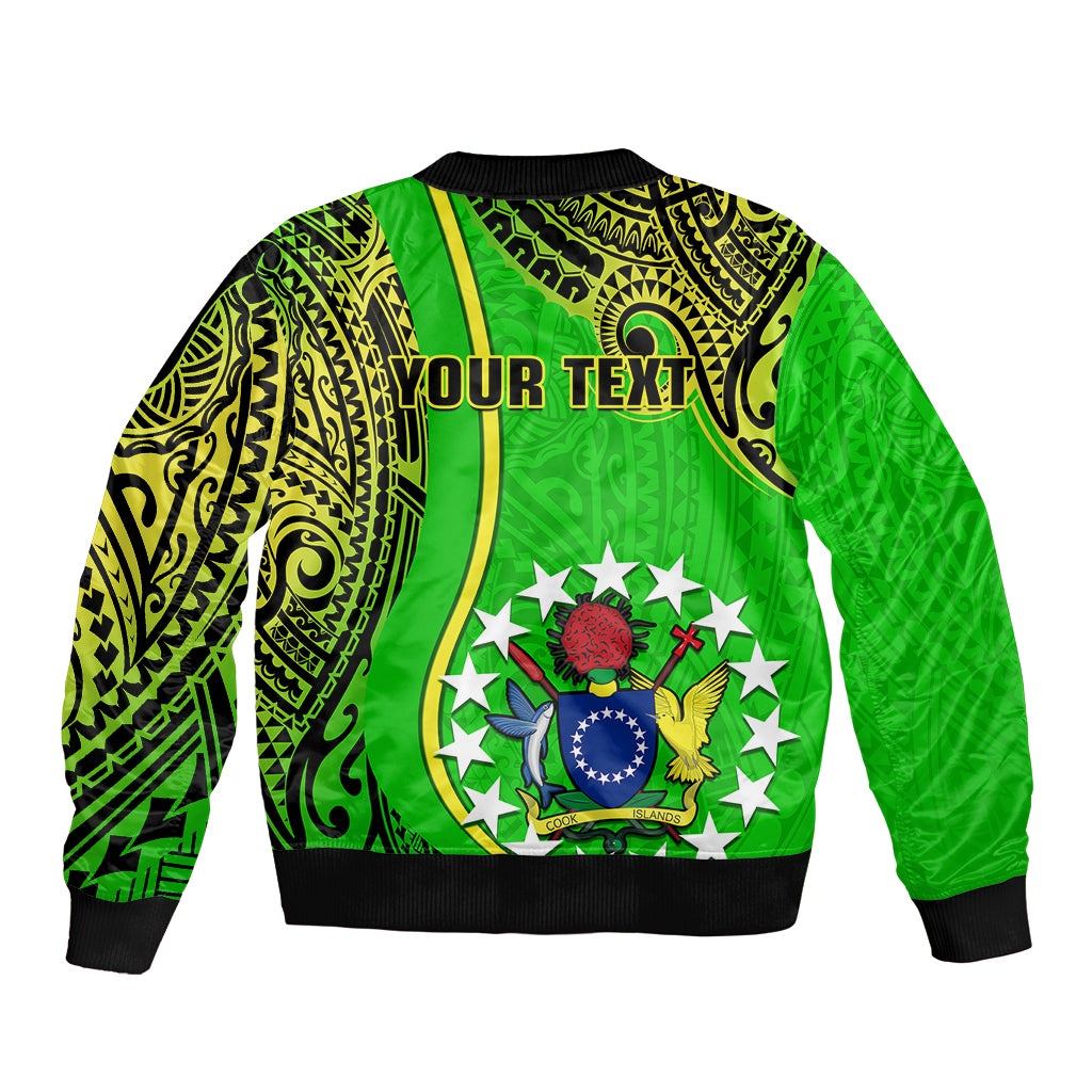 Personalised Cook Islands Bomber Jacket Mangaia Gospel Day Green Version LT14 - Polynesian Pride