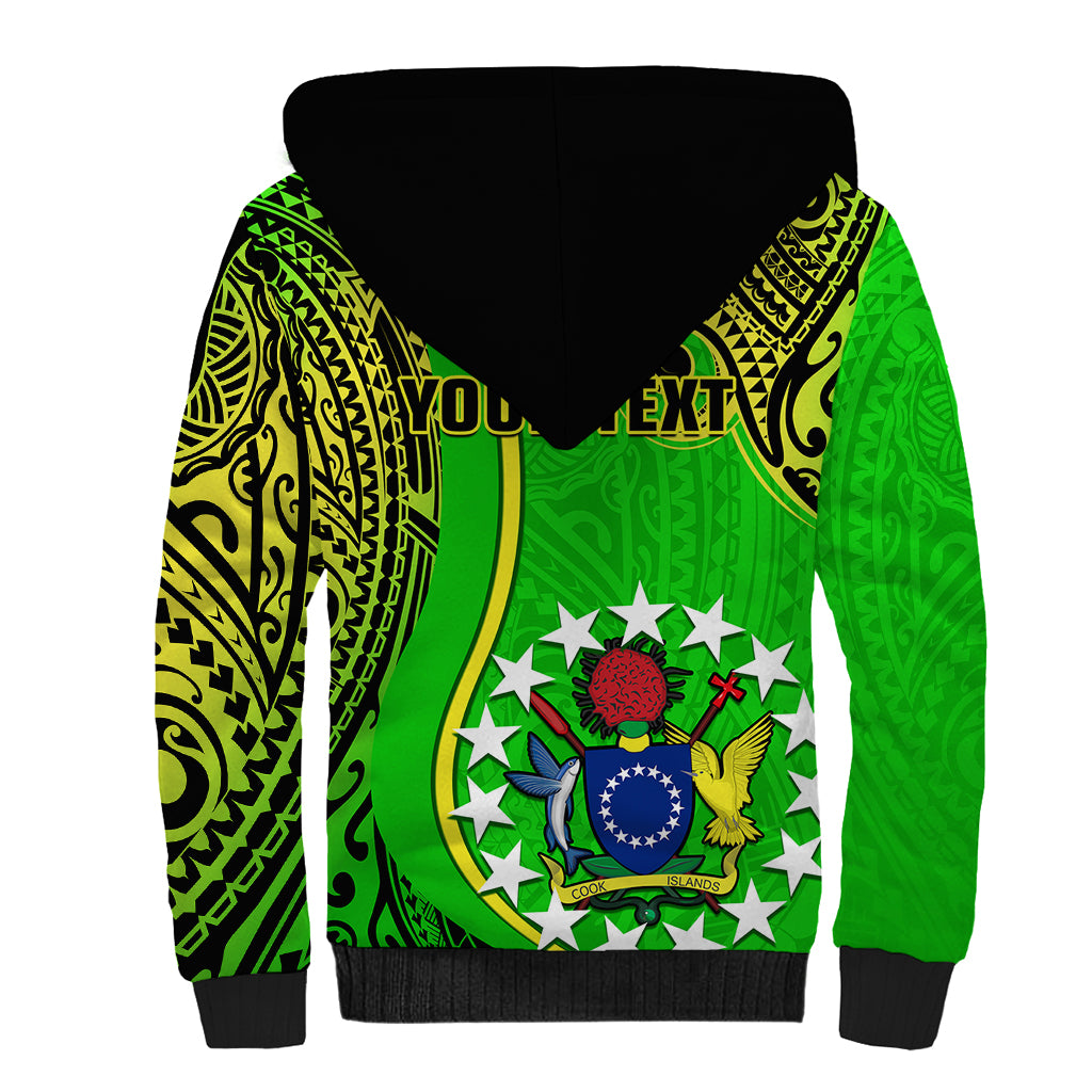 Personalised Cook Islands Sherpa Hoodie Mangaia Gospel Day Green Version LT14 - Polynesian Pride