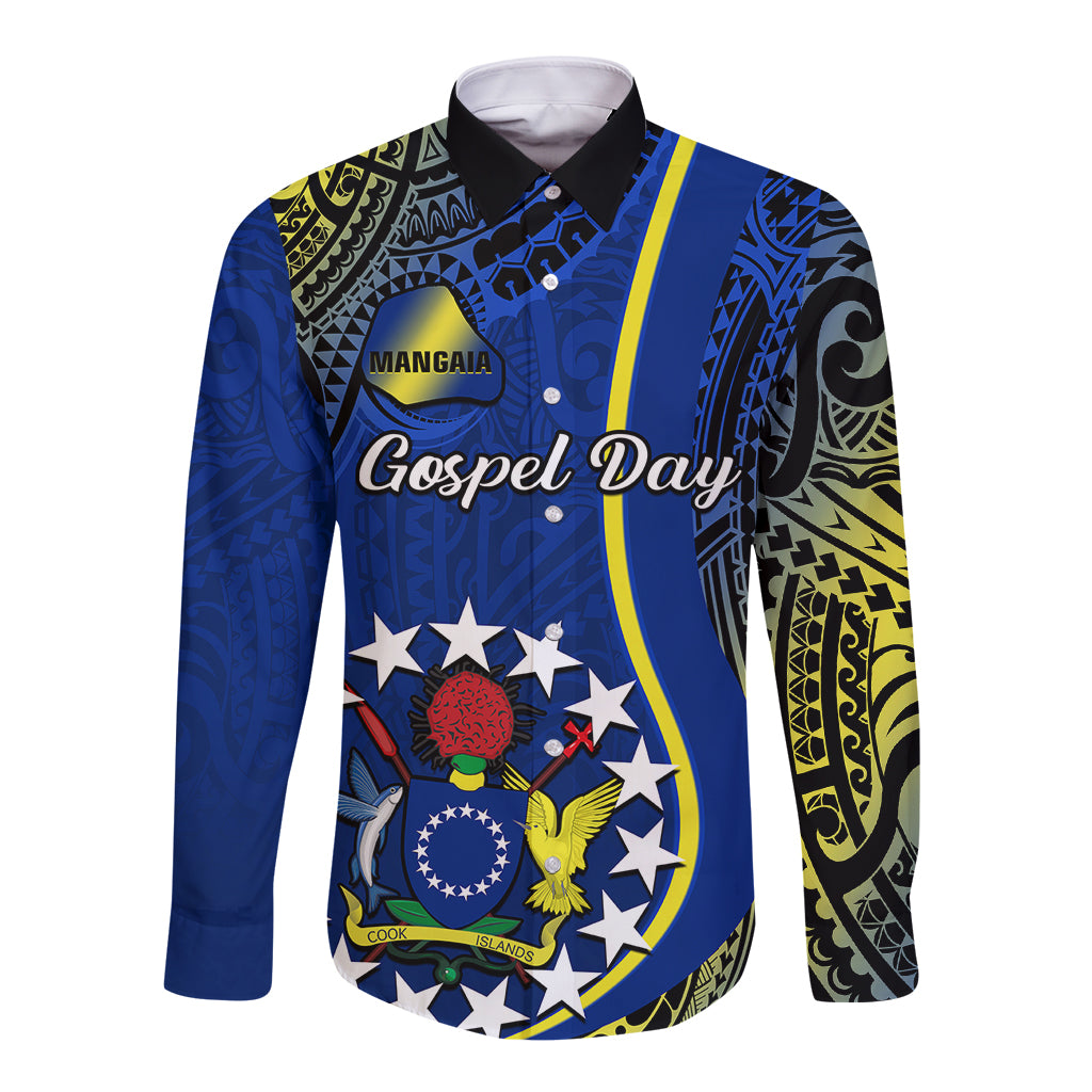 Polynesian Pride Cook Islands Long Sleeve Button Shirt Mangaia Gospel Day Blue Version LT14 Unisex Blue - Polynesian Pride