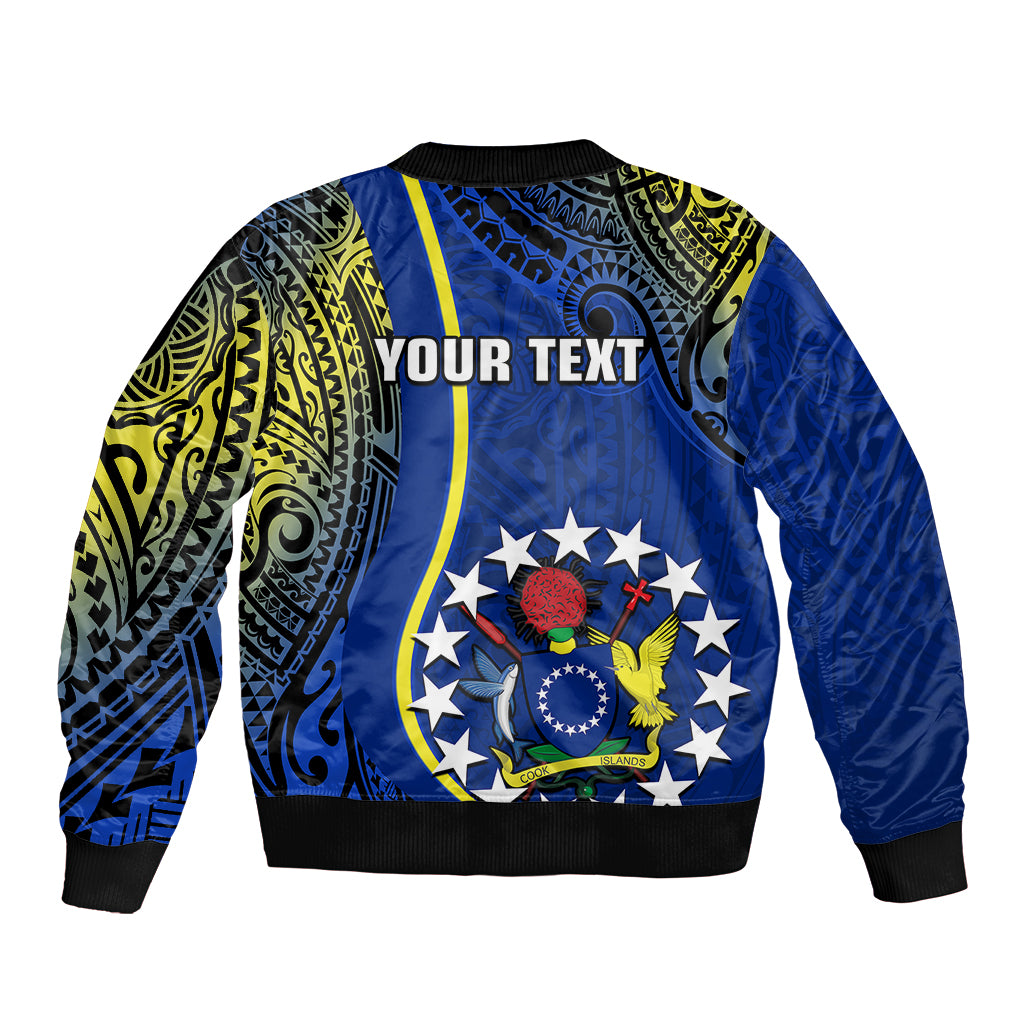 Personalised Cook Islands Bomber Jacket Mangaia Gospel Day Blue Version LT14 - Polynesian Pride