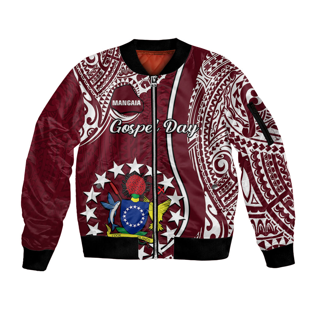 June 15 Mangaia Gospel Day Mangaia Cook Islands Sleeve Zip Bomber Jacket Maroon Version LT14 Unisex Maroon - Polynesian Pride