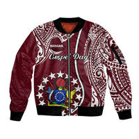 Personalised June 15 Mangaia Gospel Day Mangaia Cook Islands Sleeve Zip Bomber Jacket Maroon Version LT14 Unisex Maroon - Polynesian Pride