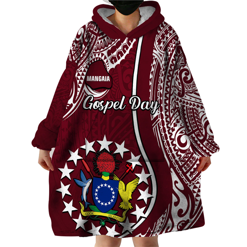 Personalised June 15 Mangaia Gospel Day Mangaia Cook Islands Wearable Blanket Hoodie Maroon Version LT14 - Polynesian Pride