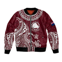 Personalised Mangaia Cook Islands Bomber Jacket Polynesian Sea Turtle LT14 Unisex Maroon - Polynesian Pride