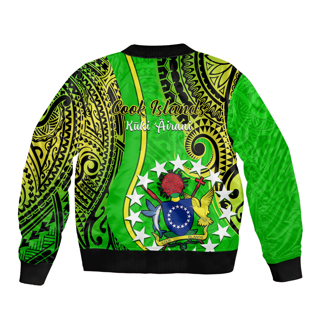 Polynesian Pride Cook Islands Sleeve Zip Bomber Jacket Kuki Airani Coat Of Arms LT14 - Polynesian Pride