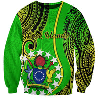 Polynesian Pride Cook Islands Sweatshirt Kuki Airani Coat Of Arms LT14 Unisex Green - Polynesian Pride