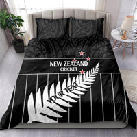 Custom New Zealand Silver Fern Cricket Bedding Set Aotearoa Maori Go Black Cap