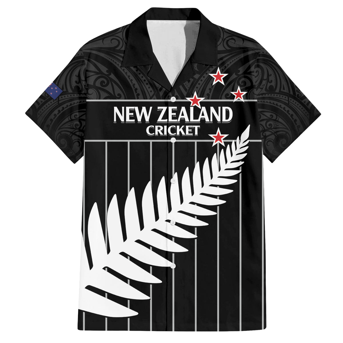 Custom New Zealand Silver Fern Cricket Family Matching Summer Maxi Dress and Hawaiian Shirt Aotearoa Maori Go Black Cap LT14 Dad's Shirt - Short Sleeve Black - Polynesian Pride
