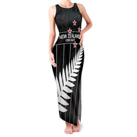 Custom New Zealand Silver Fern Cricket Family Matching Tank Maxi Dress and Hawaiian Shirt Aotearoa Maori Go Black Cap LT14 Mom's Dress Black - Polynesian Pride