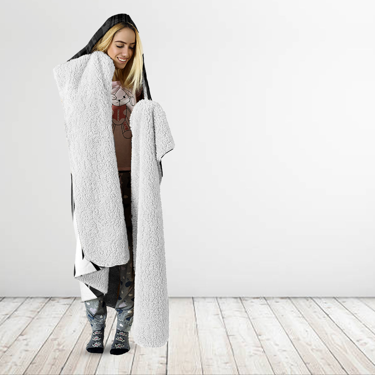 Custom New Zealand Silver Fern Cricket Hooded Blanket Aotearoa Maori Go Black Cap