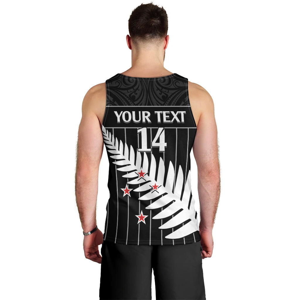 Custom New Zealand Silver Fern Cricket Men Tank Top Aotearoa Maori Go Black Cap LT14 - Polynesian Pride