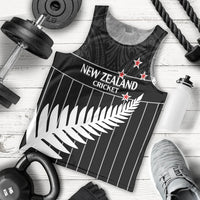 Custom New Zealand Silver Fern Cricket Men Tank Top Aotearoa Maori Go Black Cap LT14 - Polynesian Pride