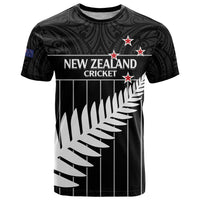 Custom New Zealand Silver Fern Cricket T Shirt Aotearoa Maori Go Black Cap LT14 Black - Polynesian Pride