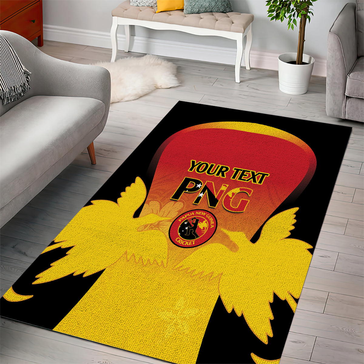 Custom Papua New Guinea Cricket Area Rug 2024 Go PNG