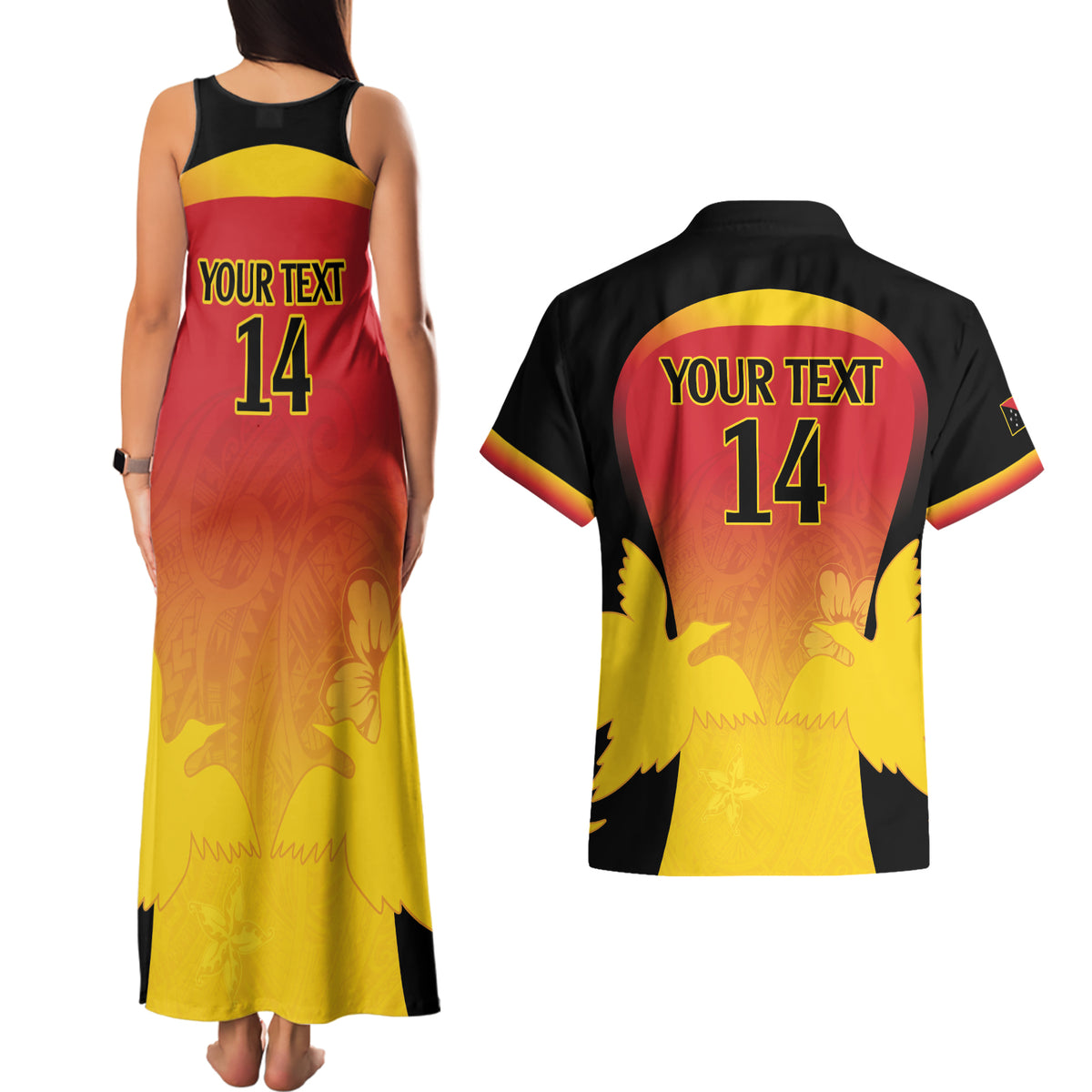 Custom Papua New Guinea Cricket Couples Matching Tank Maxi Dress and Hawaiian Shirt 2024 Go PNG