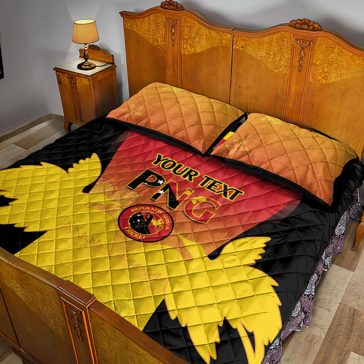 Custom Papua New Guinea Cricket Quilt Bed Set 2024 Go PNG